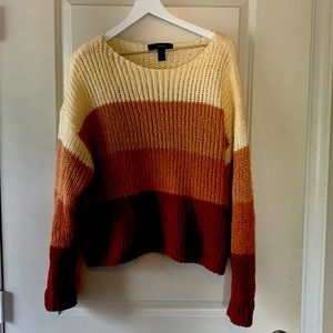 multicolor orange cable knit sweater